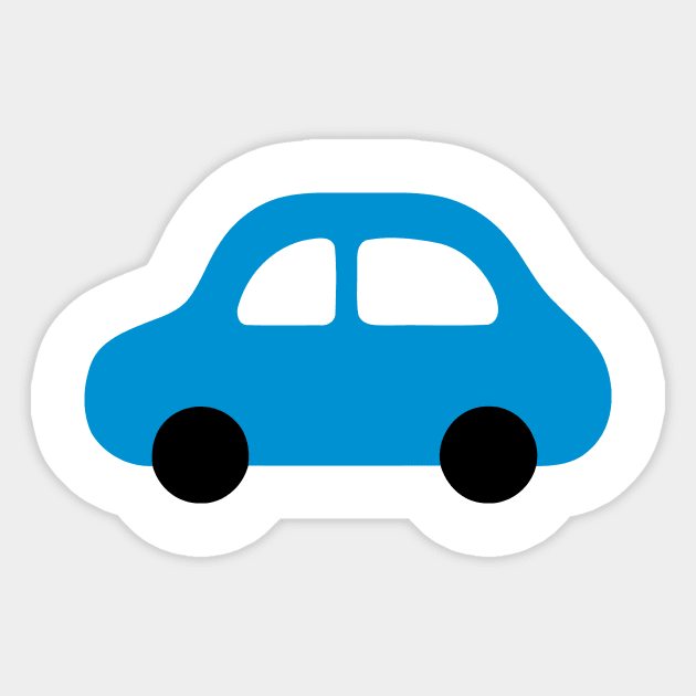 Blue Car Emoticon Car Sticker TeePublic